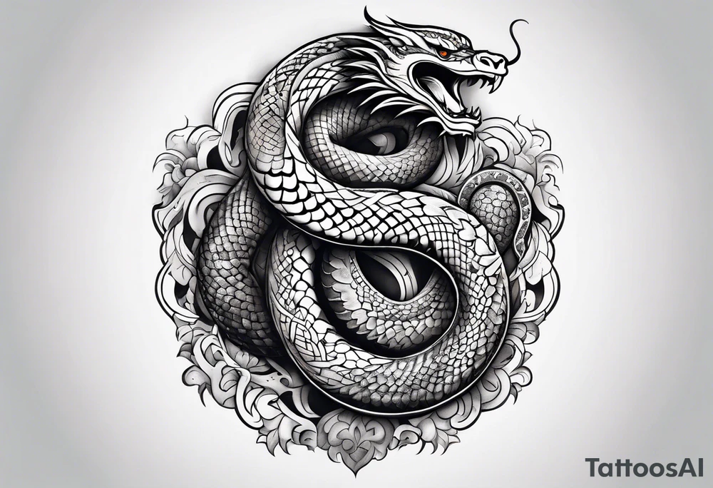 Serpent on Seven number shape tattoo idea
