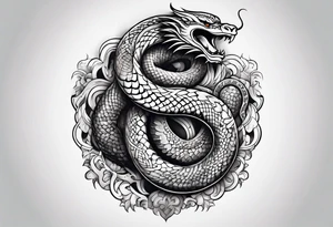 Serpent on Seven number shape tattoo idea