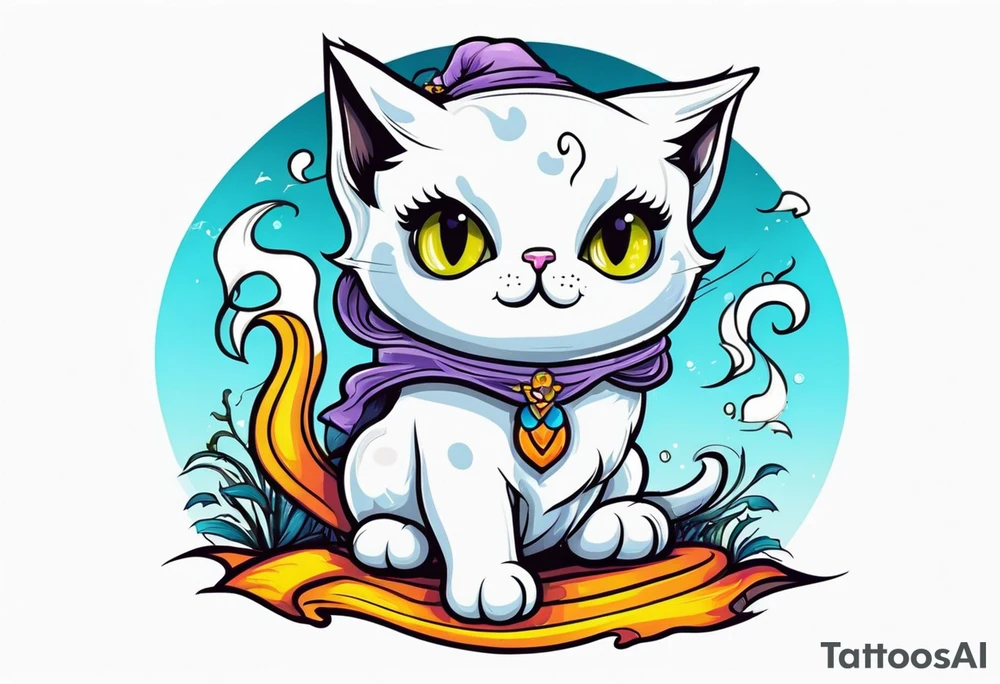 Cute Cat dressed as a ghost tattoo idea