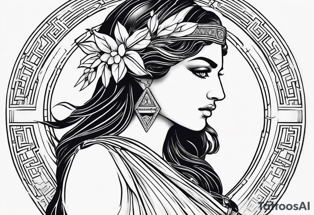 Attractive greek goddess tattoo idea