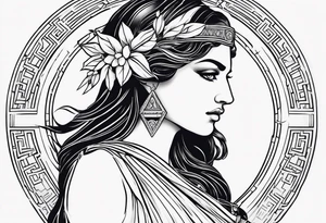 Attractive greek goddess tattoo idea