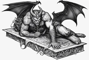 Satan full body laying down tattoo idea