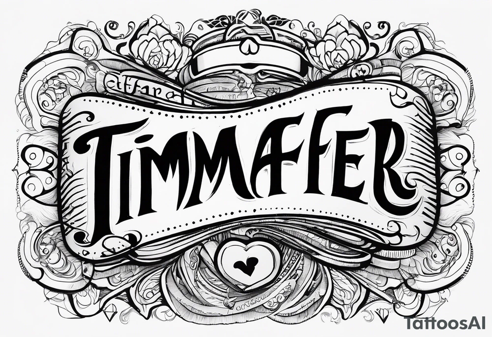 “Timafer” words with deck of cards and magic tattoo idea