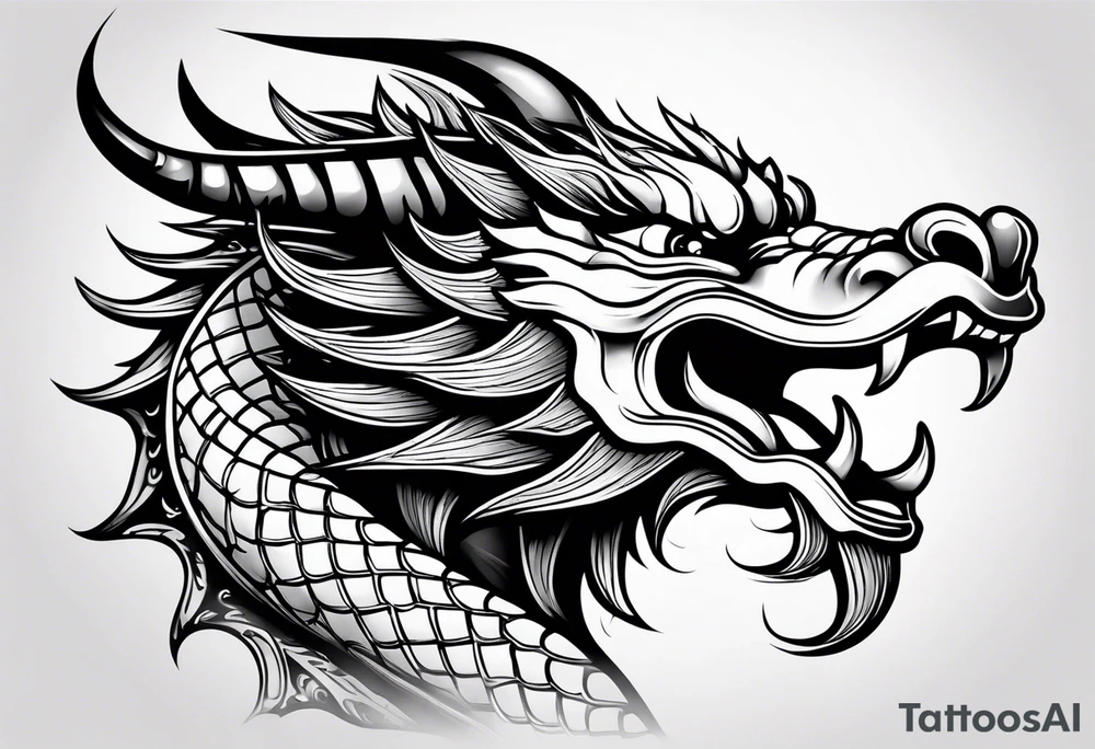 right side profile of a chinese dragon face tattoo idea