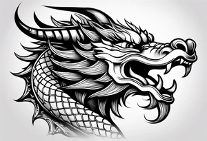 right side profile of a chinese dragon face tattoo idea