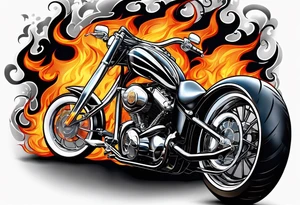 CHOPPER in flame letters with smoke background tattoo idea