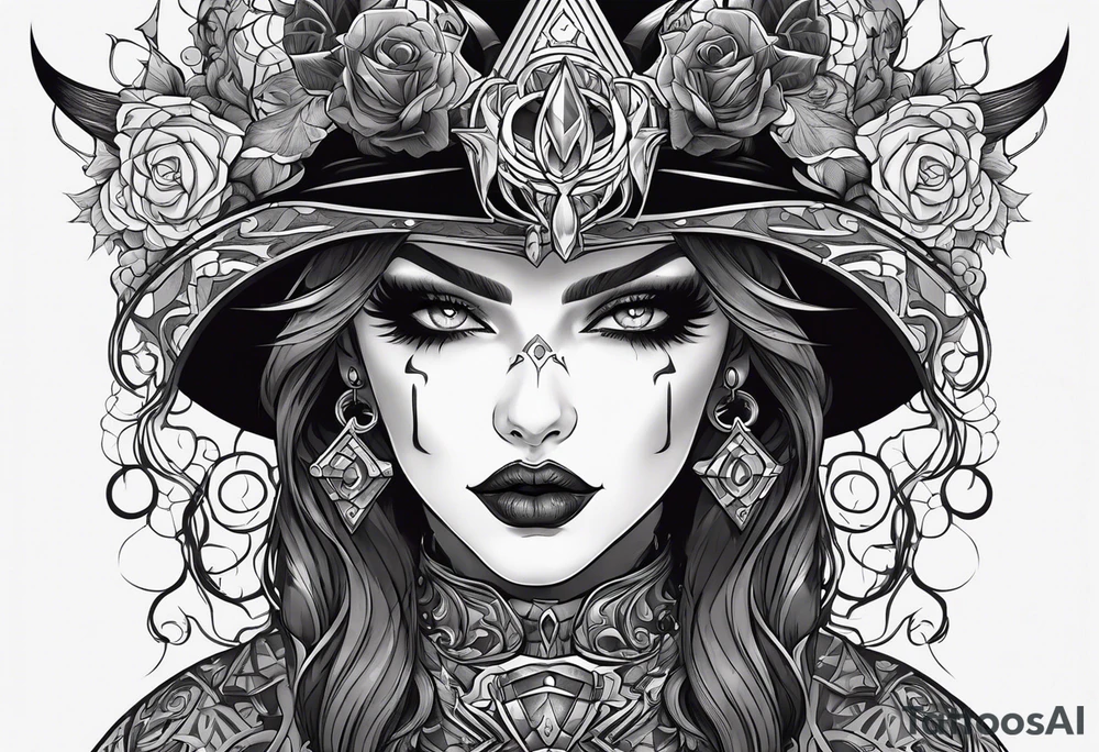 Gothic toon like neo transgender greydcslr witch demon tattoo idea