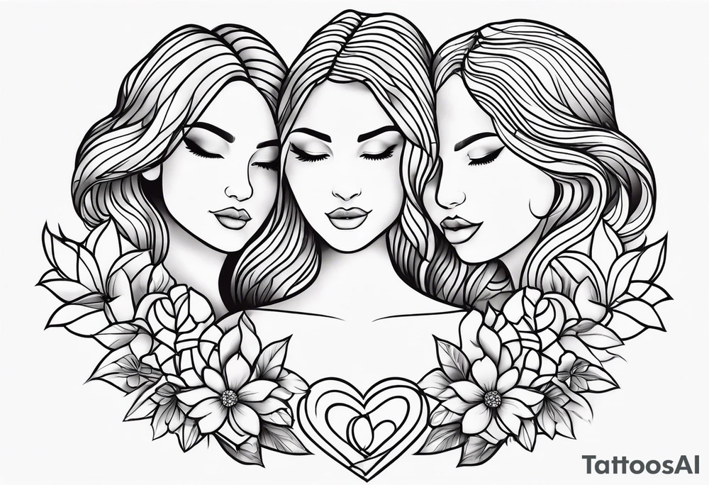 Mother and three daughters design no hearts or flowers simple and elegant small tattoo idea