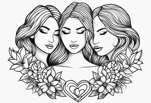 Mother and three daughters design no hearts or flowers simple and elegant small tattoo idea