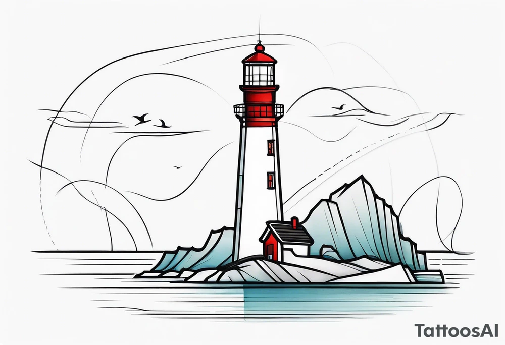 lighthouse in very fine line tattoo idea