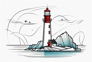 lighthouse in very fine line tattoo idea