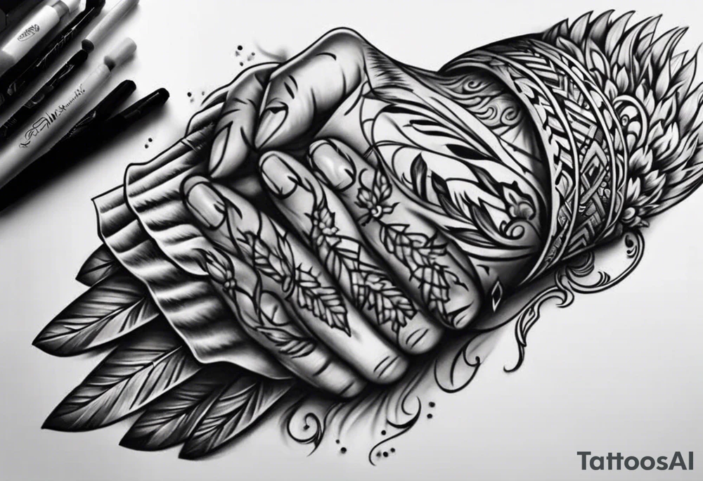 A quill drawing praying hands tattoo idea