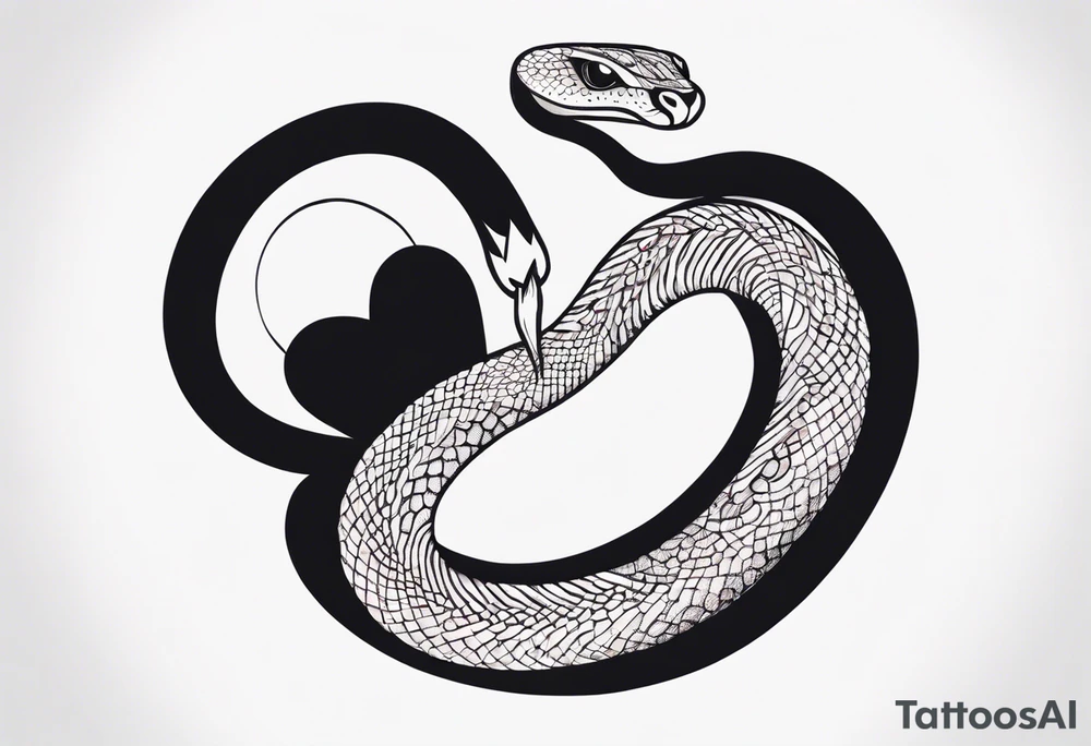 a snake who has swallowed a heart tattoo idea