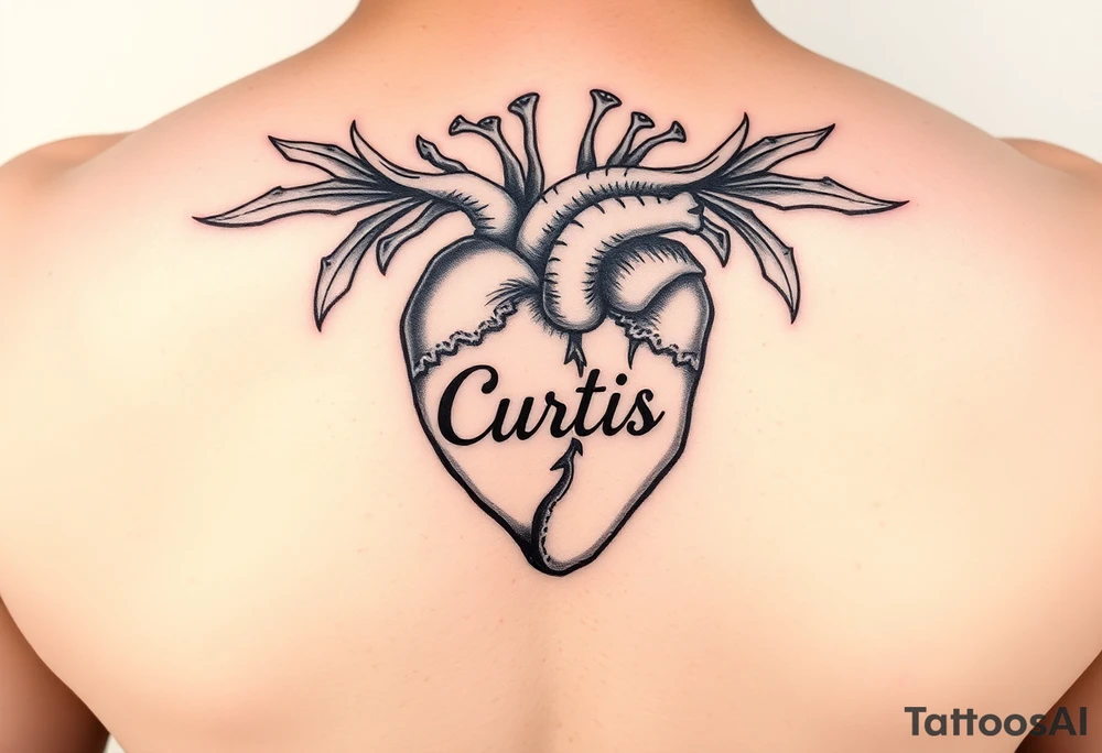 heart tattoo with the name Curtis tattoo idea
