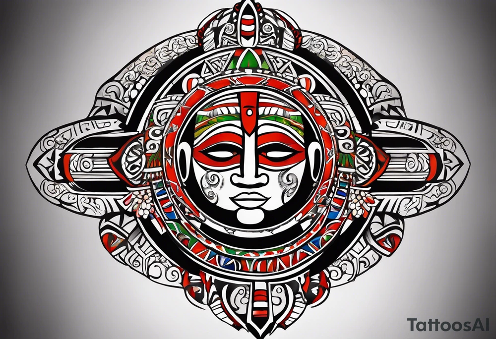 Taino tribal art with the colors of the Puerto Rico, U.S. Virgin Islands, and Trinidad flags. tattoo idea