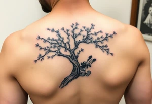 Cherry blossom tree wirh disney characters coming out tattoo idea