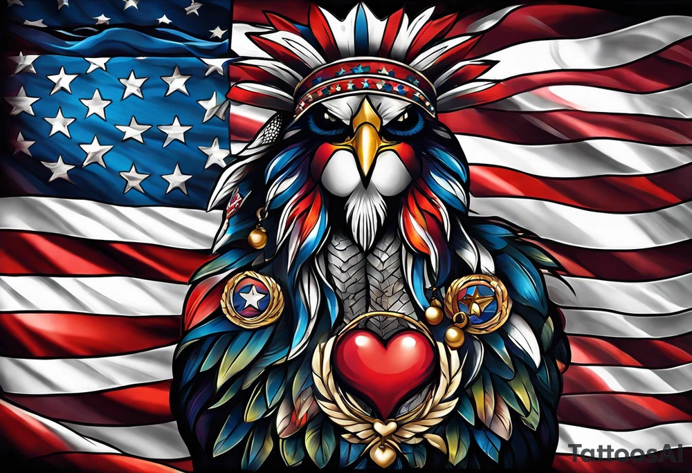 Make a tattoo an american flag that demonstrates the love and pride of my origins tattoo idea