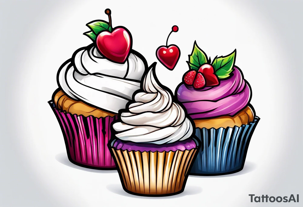Cupcake with sweet and lighthearted imagery tattoo idea