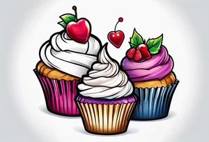 Cupcake with sweet and lighthearted imagery tattoo idea
