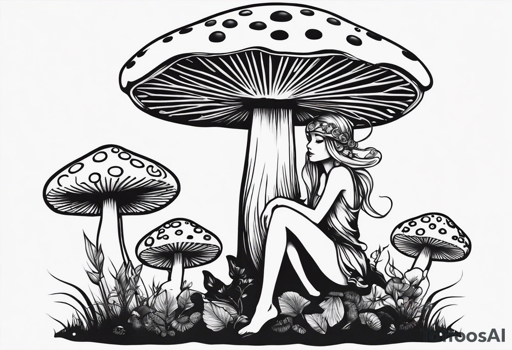 fairy on mushroom tattoo idea