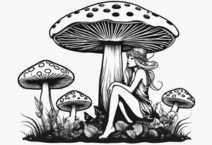 fairy on mushroom tattoo idea