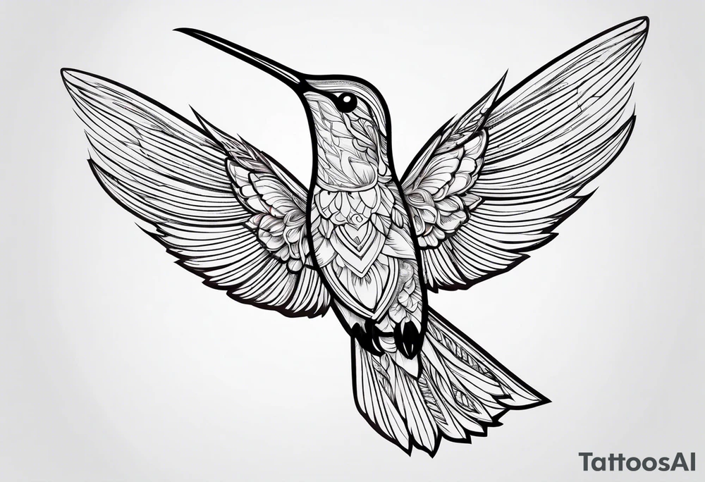 hummingbird simple and elegant small size on triceps tattoo idea