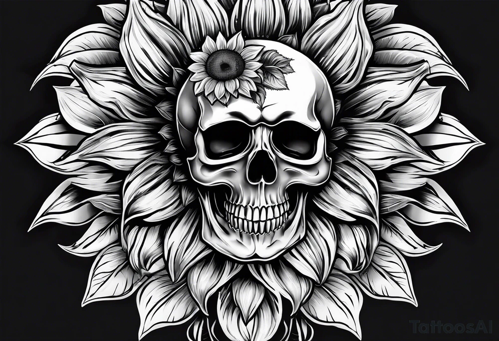 Sunflower, skull,
 mental health tattoo idea