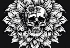 Sunflower, skull,
 mental health tattoo idea
