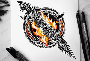 Valhalla fire sword tattoo idea