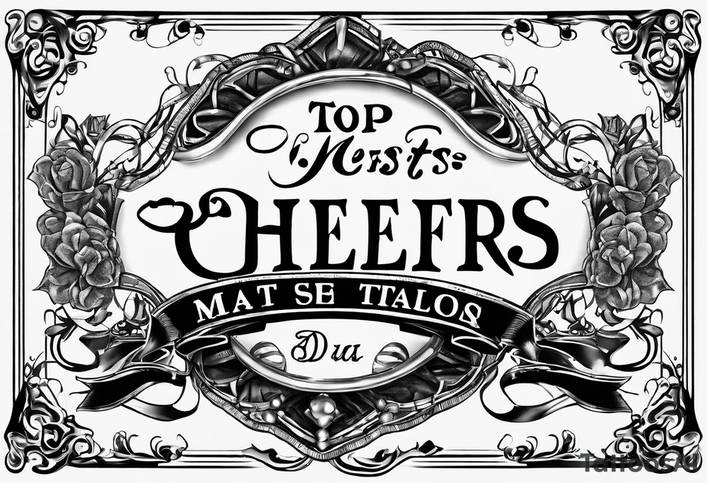 Cheers Mate text, armband +Cancer Ribbon +artistic tattoo idea