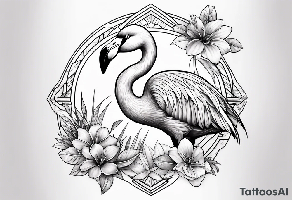 cute flamingo tattoo idea