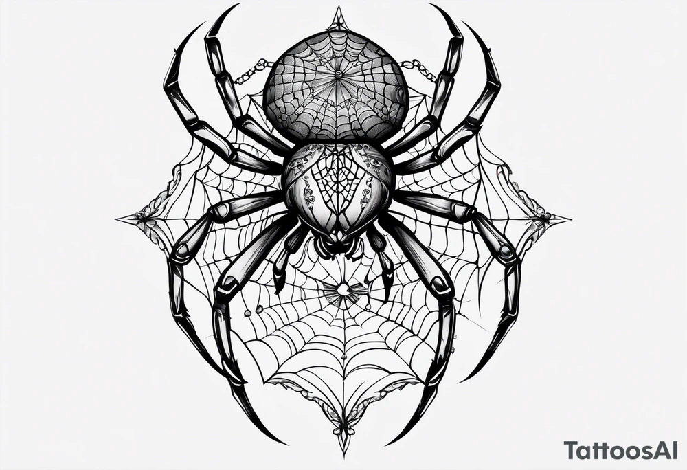Feminine dainty spider tattoo idea