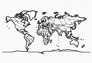 world drawn single line tattoo idea