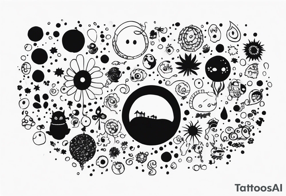 Chain covered in studio Ghibli soot sprites tattoo idea