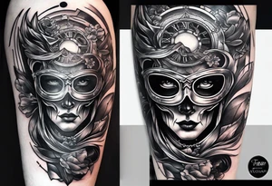 time travel lower sleeve design tattoo idea