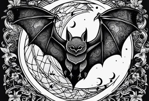 Moon and bats tattoo tattoo idea