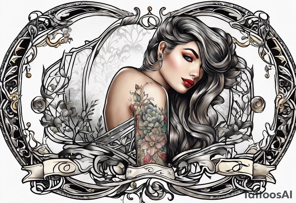older book with "Ella" as the book title tattoo idea