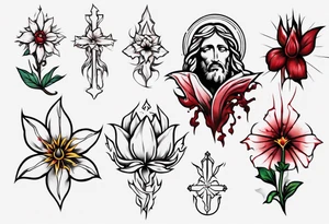 Jesus, bleeding flower tattoo idea