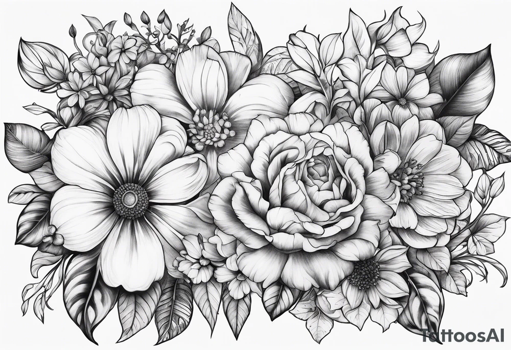 ornaments of flowers tattoo idea