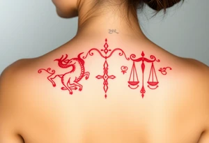Tattoo that combines the star sign Taurus and Libra ,in red tattoo idea