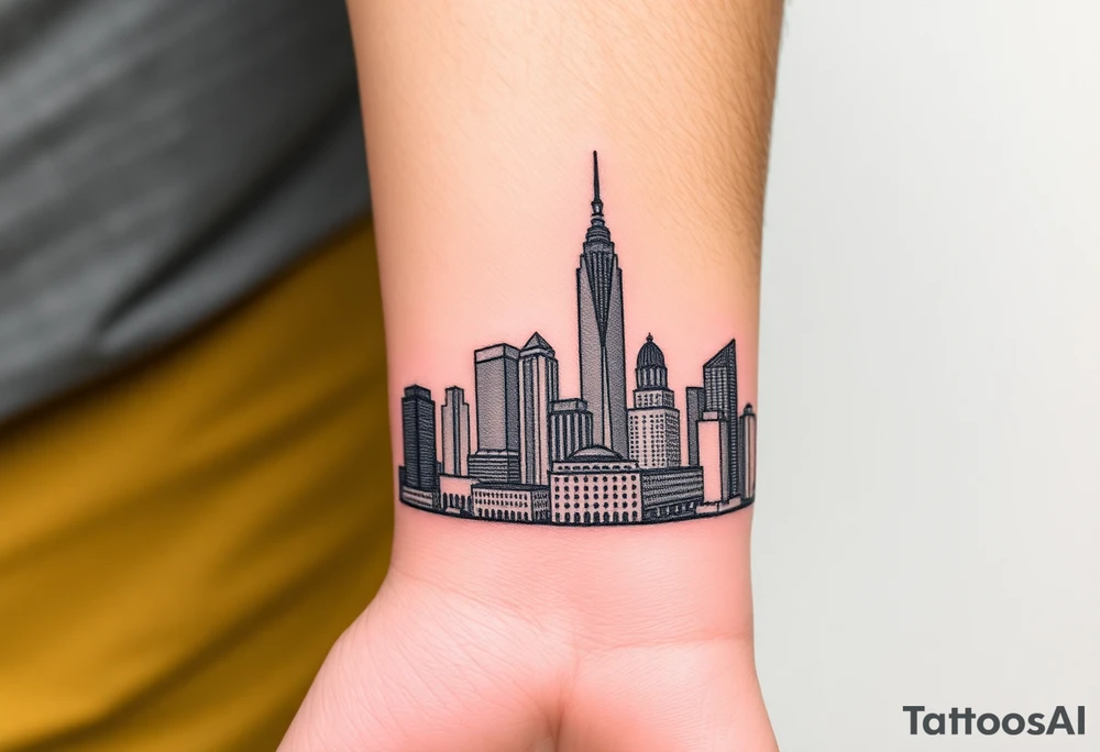 3D layered Atlanta skyline tattoo idea