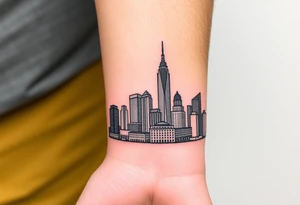 3D layered Atlanta skyline tattoo idea