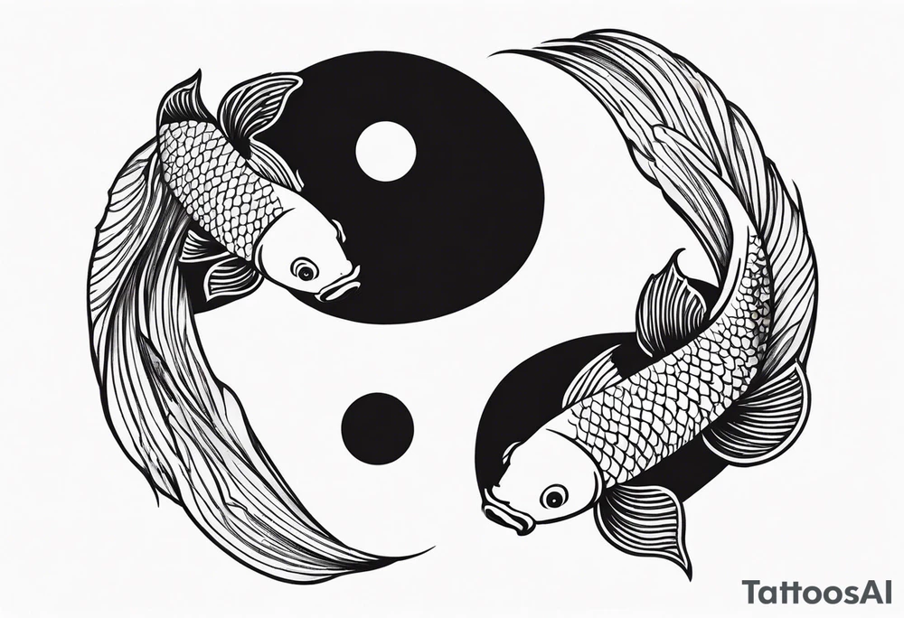 powerful majestic ying Yang symbol made of koi fish tattoo idea