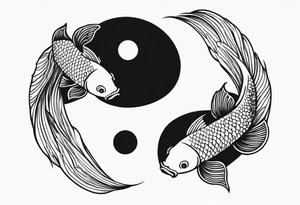 powerful majestic ying Yang symbol made of koi fish tattoo idea