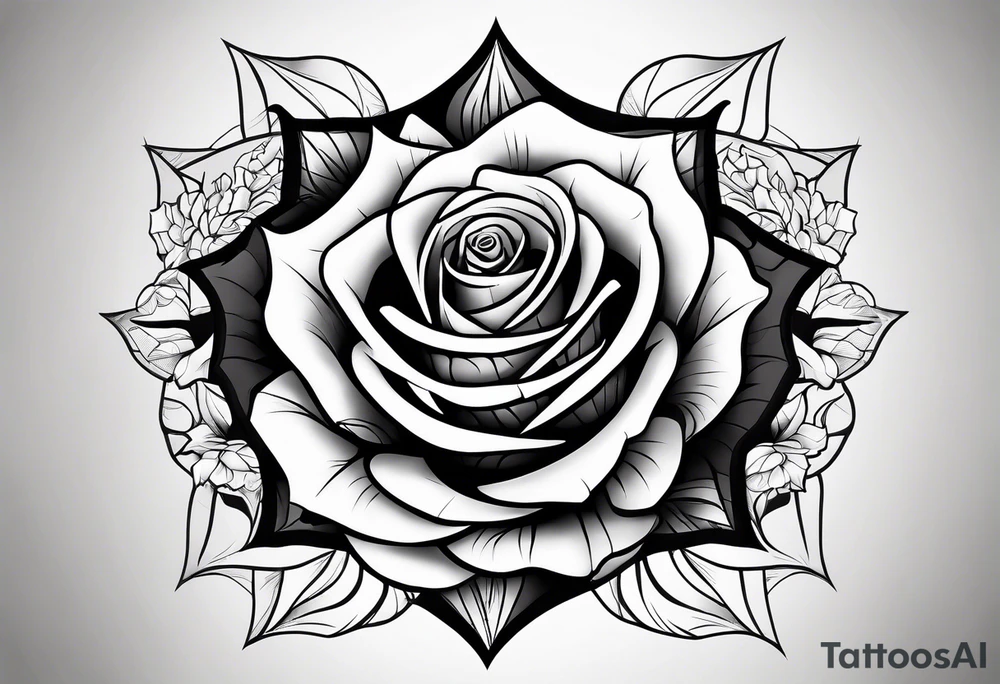 Rose in vampire teeth tattoo idea