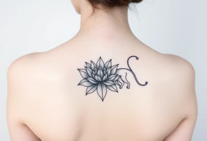 Simple lioness with lotus flower tattoo idea