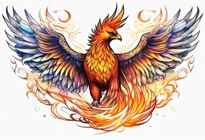 ethereal rising phoenix tattoo idea