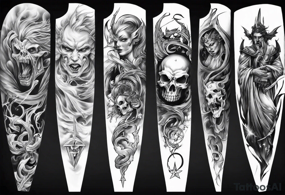 Sleeve good and evil tattoo idea