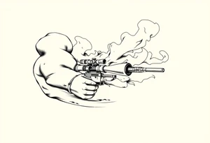 2d sniper crosshairs with smoke in background tattoo idea