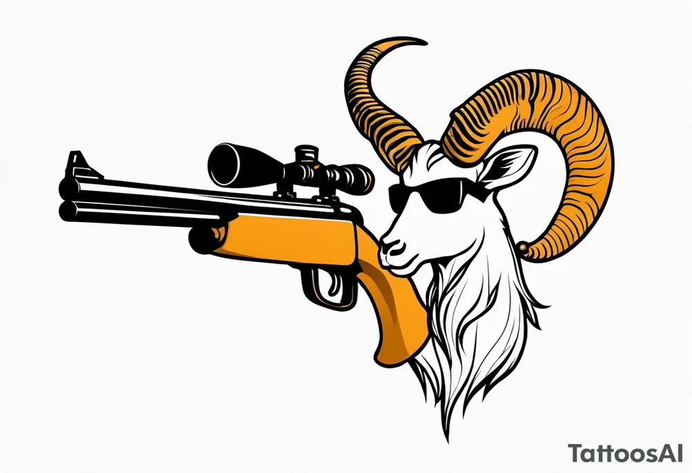 capricorn with sunglasses and shotgun tattoo idea
